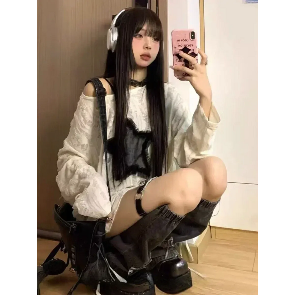 Grunge Star Print Distressed T-Shirt - T-Shirts - 3