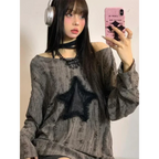 Grunge Star Print Distressed T-Shirt - T-Shirts - 4