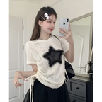 Grunge Star Print Distressed T-Shirt - T-Shirts - 8