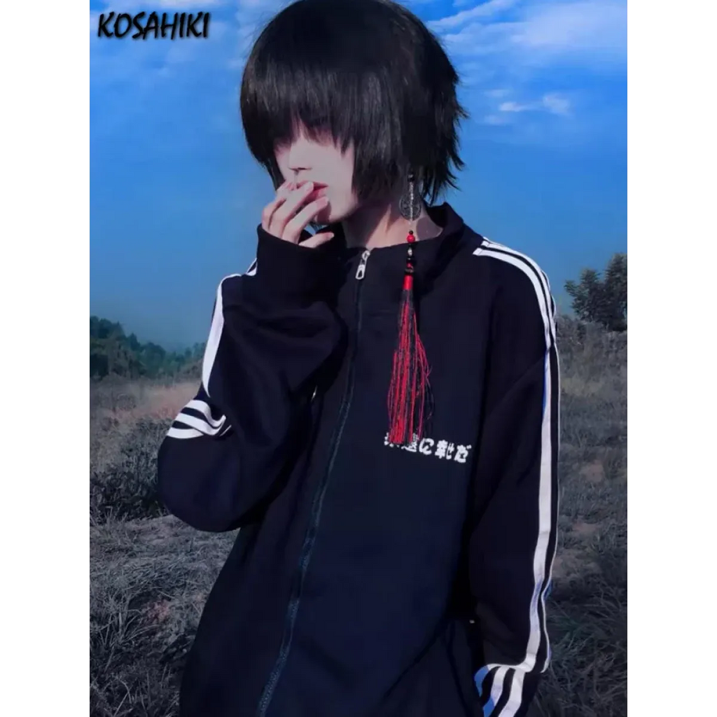 Grunge Streetwear Zipper Hoodie - Women’s Clothing & Accessories - Women’s Hoodies - 2