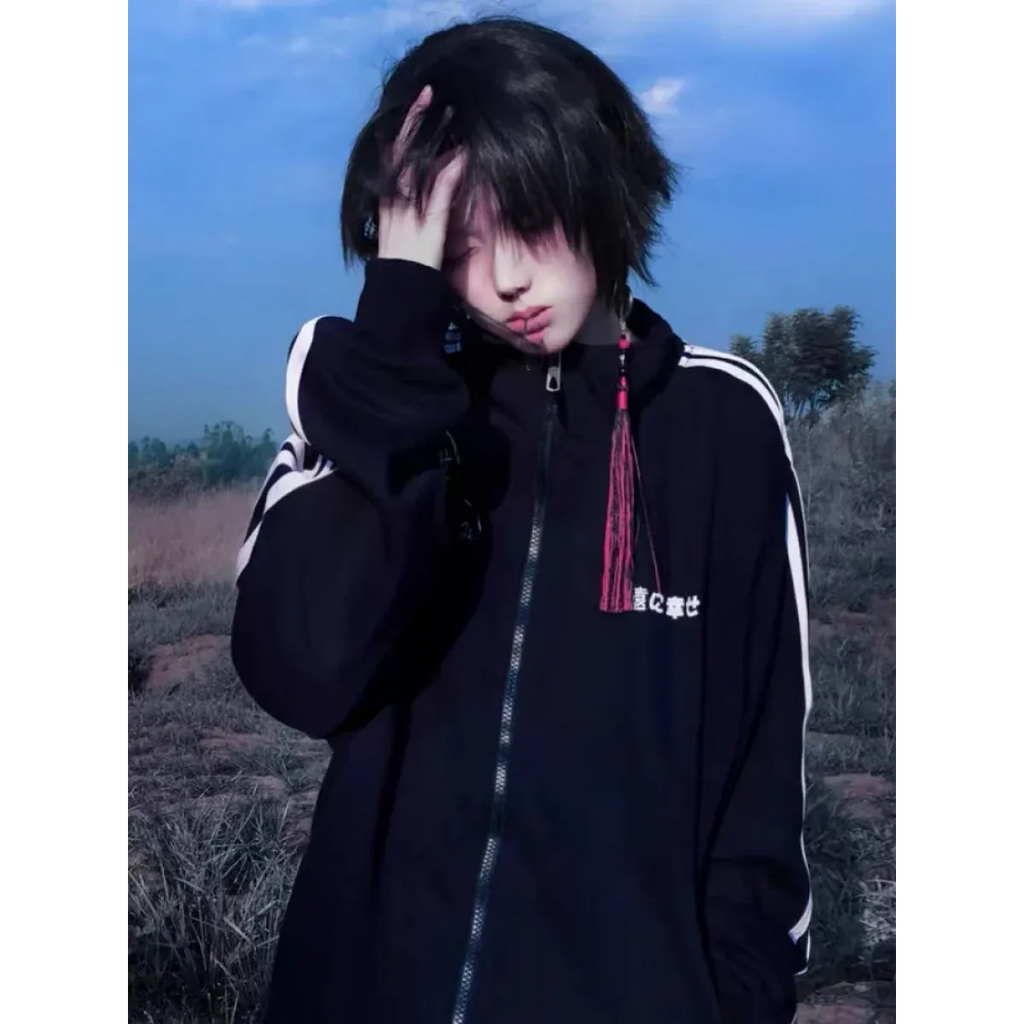 Grunge Streetwear Zipper Hoodie - Women’s Clothing & Accessories - Women’s Hoodies - 4