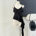 Asymmetrical Ruffle Tank Top – Grunge Y2K Punk Streetwear - Harajuku Style - Sleeveless - V-neck - Tank Tops - 8