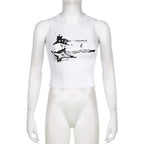 Guitar Print Tank Top - Ribbed Grunge Crop Top - Women’s Clothing & Accessories - 17