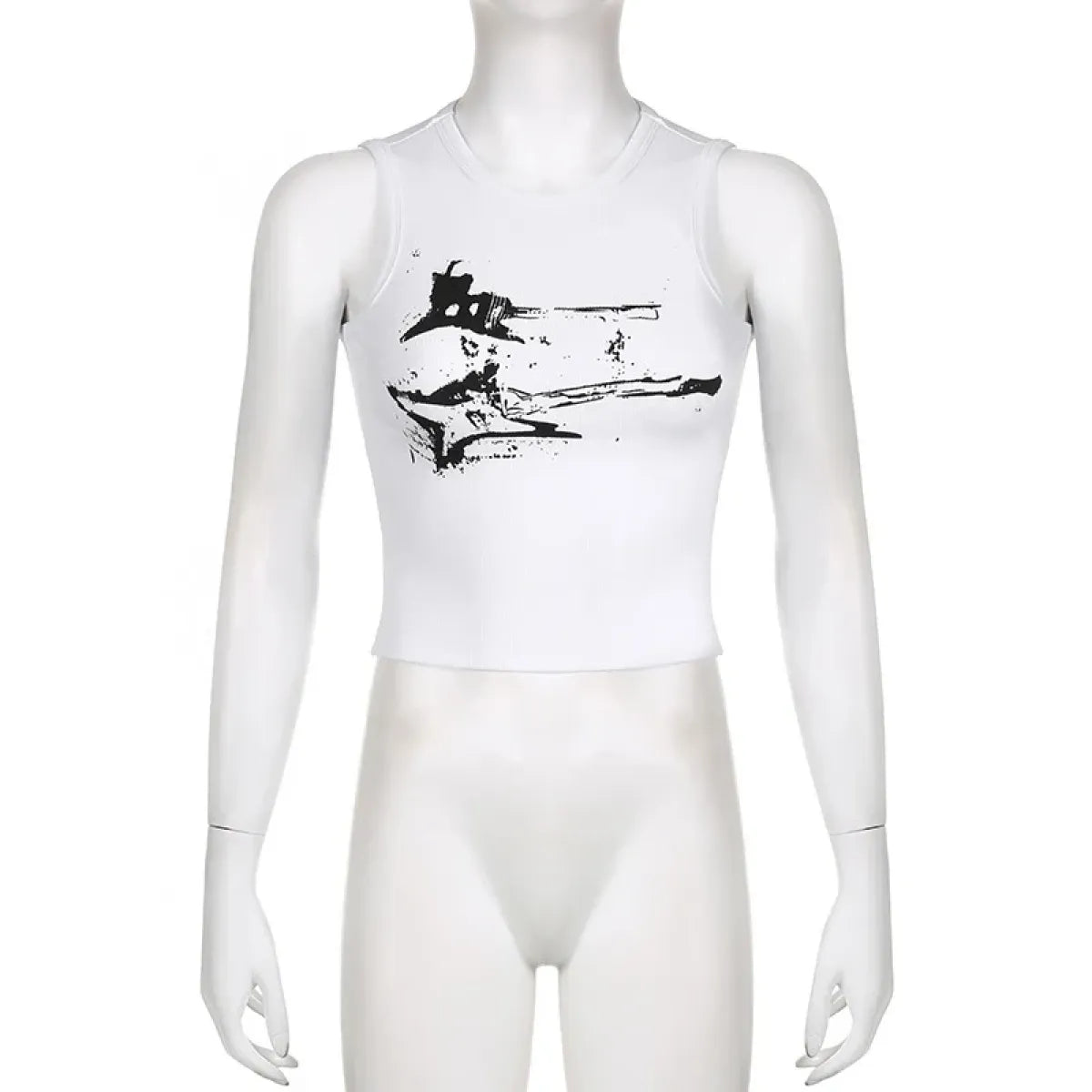 Guitar Print Tank Top - Ribbed Grunge Crop Top - Women’s Clothing & Accessories - 17