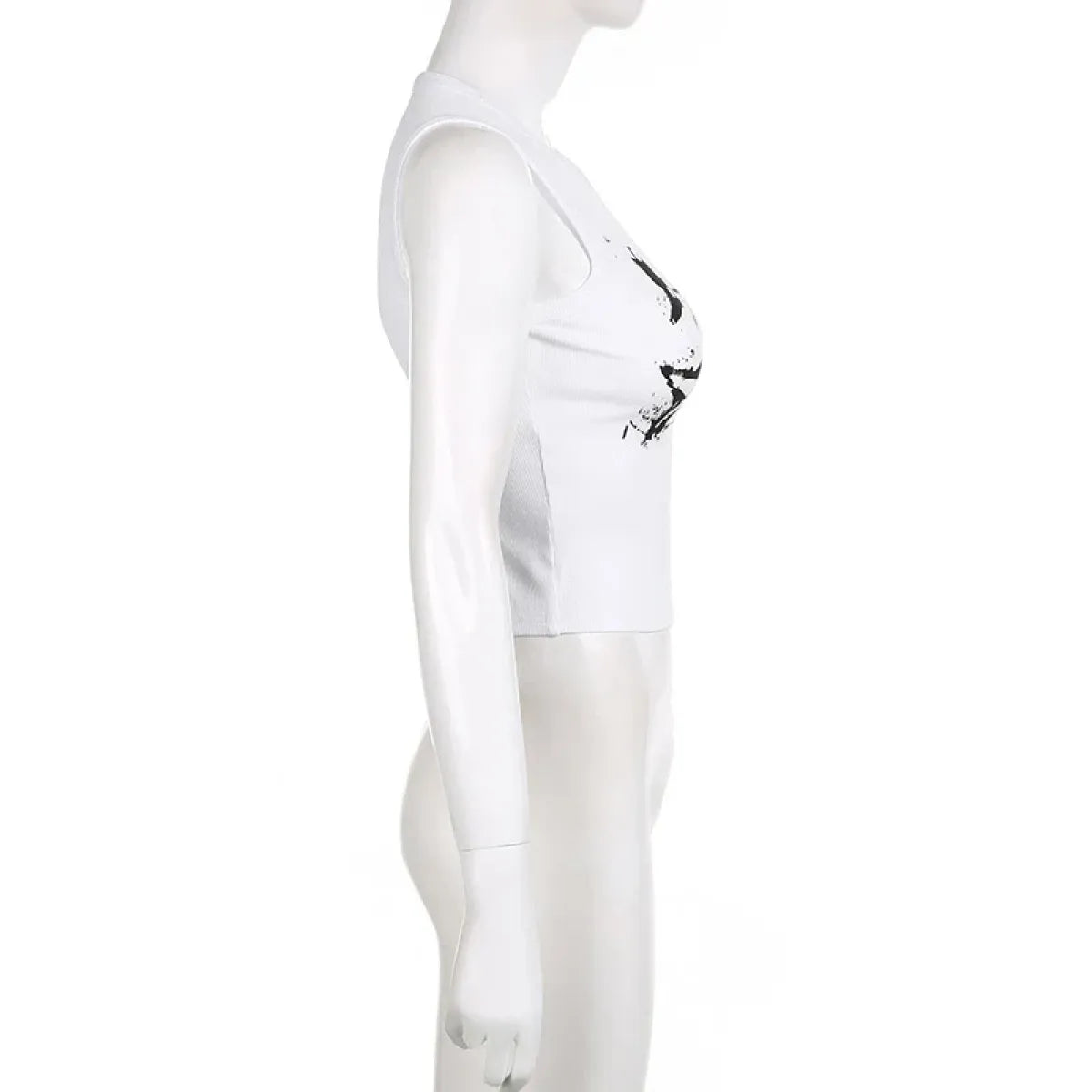 Guitar Print Tank Top - Ribbed Grunge Crop Top - Women’s Clothing & Accessories - 19