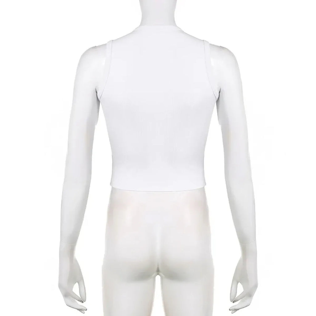 Guitar Print Tank Top - Ribbed Grunge Crop Top - Women’s Clothing & Accessories - 20