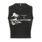 Guitar Print Tank Top - Ribbed Grunge Crop Top - Women’s Clothing & Accessories - 21