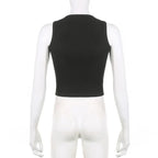 Guitar Print Tank Top - Ribbed Grunge Crop Top - Women’s Clothing & Accessories - 25