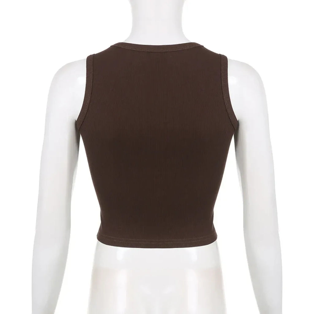 Guitar Print Tank Top - Ribbed Grunge Crop Top - Women’s Clothing & Accessories - 29