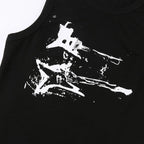 Guitar Print Tank Top - Ribbed Grunge Crop Top - Women’s Clothing & Accessories - 31