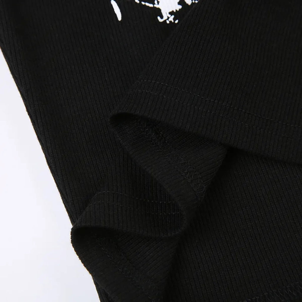 Guitar Print Tank Top - Ribbed Grunge Crop Top - Women’s Clothing & Accessories - 33