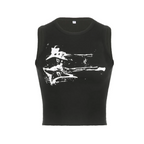 Guitar Print Tank Top - Ribbed Grunge Crop Top - Women’s Clothing & Accessories - 5