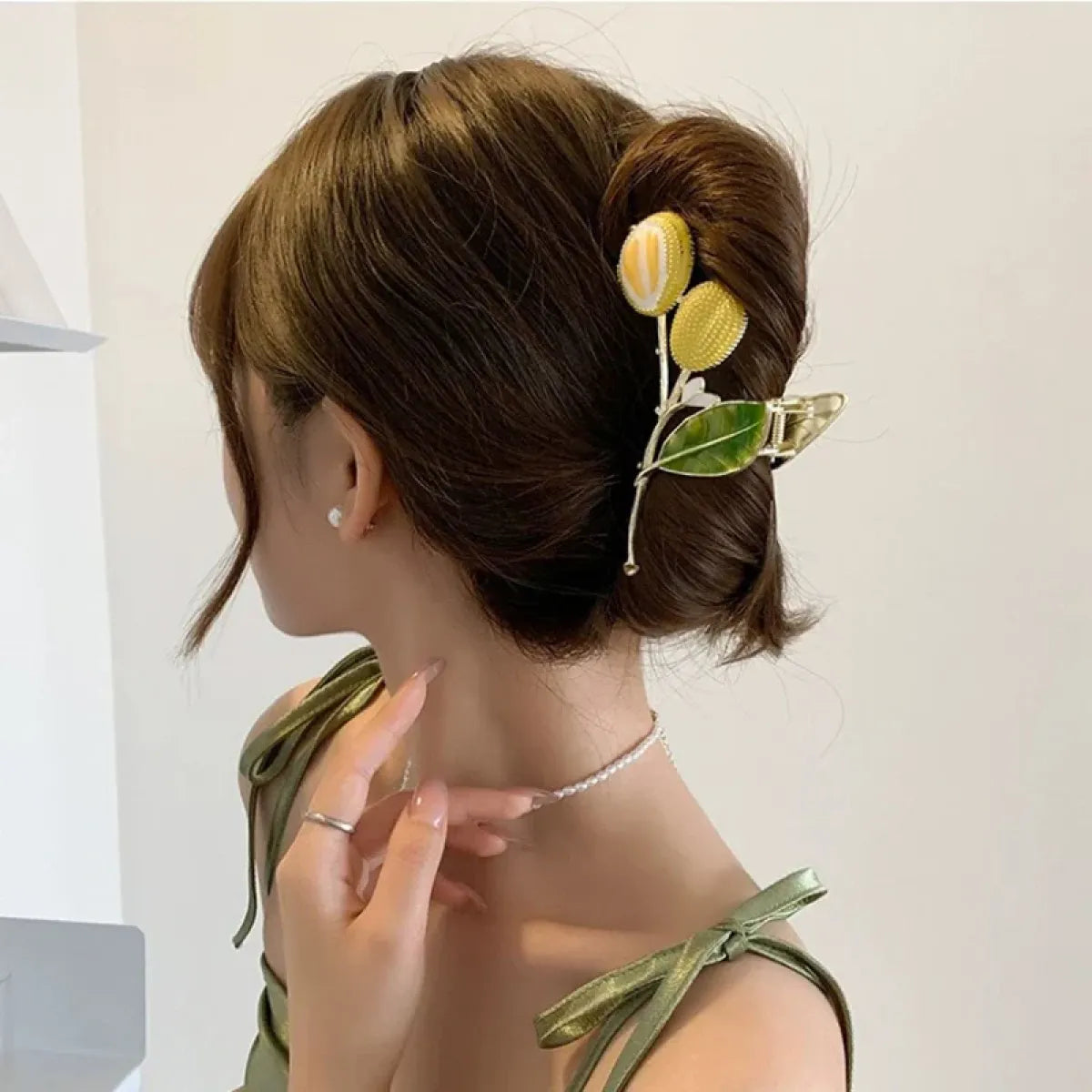 Green Metal Durian Hair Clip - Accessories - Hair Accessories - 3