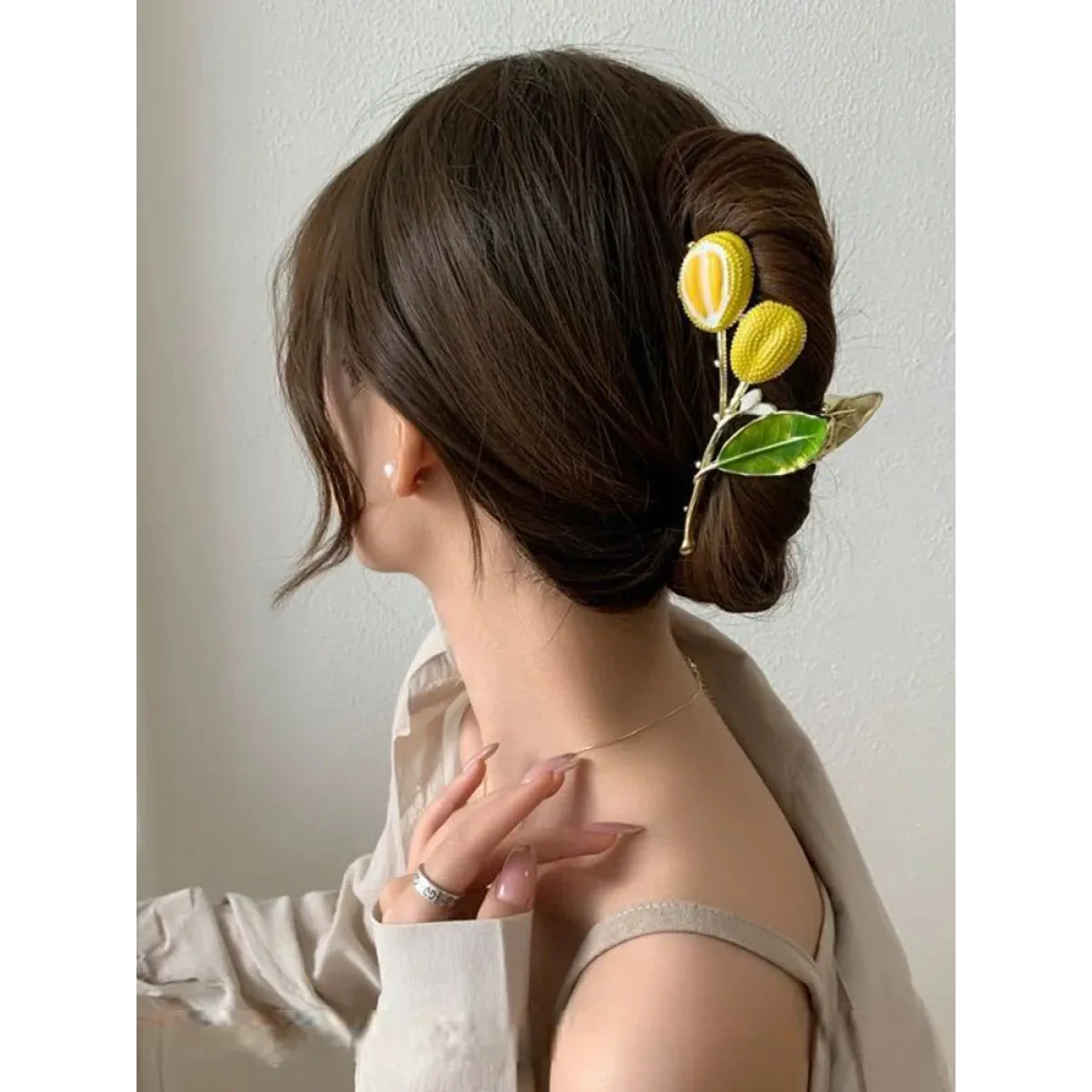 Green Metal Durian Hair Clip - Accessories - Hair Accessories - 5