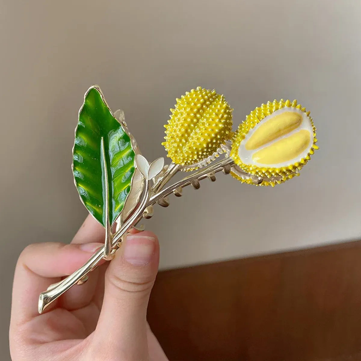 Green Metal Durian Hair Clip - Accessories - Hair Accessories - 7