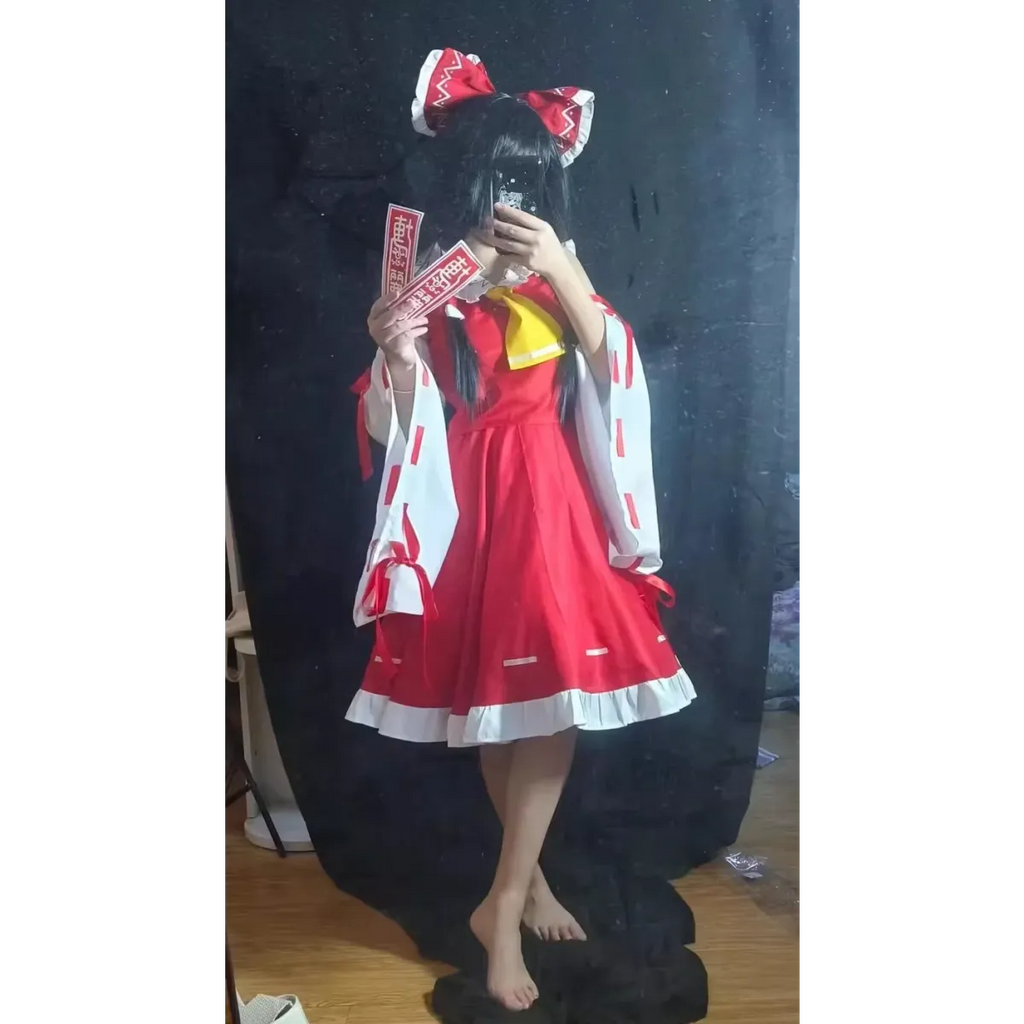 Hakurei Reimu Touhou Cosplay Costume Set with Wig - Dresses - Cosplay - 5