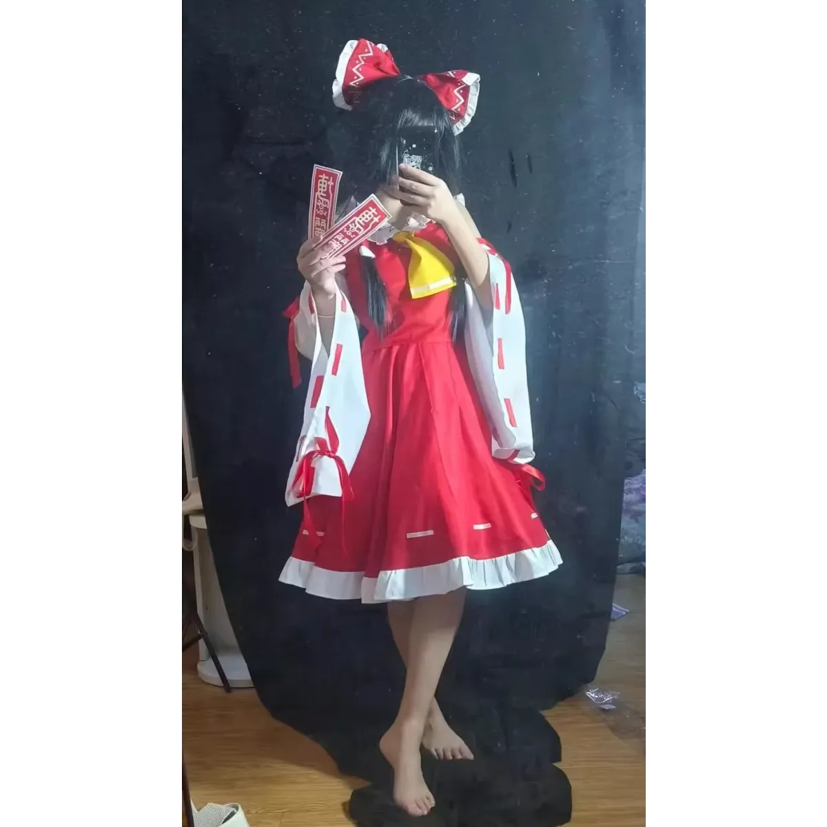 Hakurei Reimu Touhou Cosplay Costume Set with Wig - Dresses - Cosplay - 5