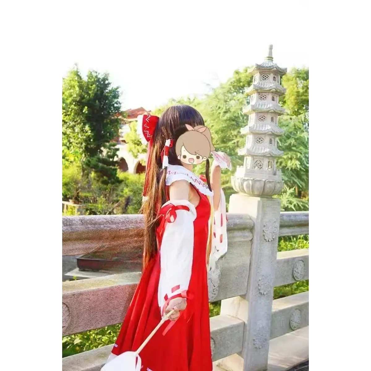 Hakurei Reimu Touhou Cosplay Costume Set with Wig - Dresses - Cosplay - 2