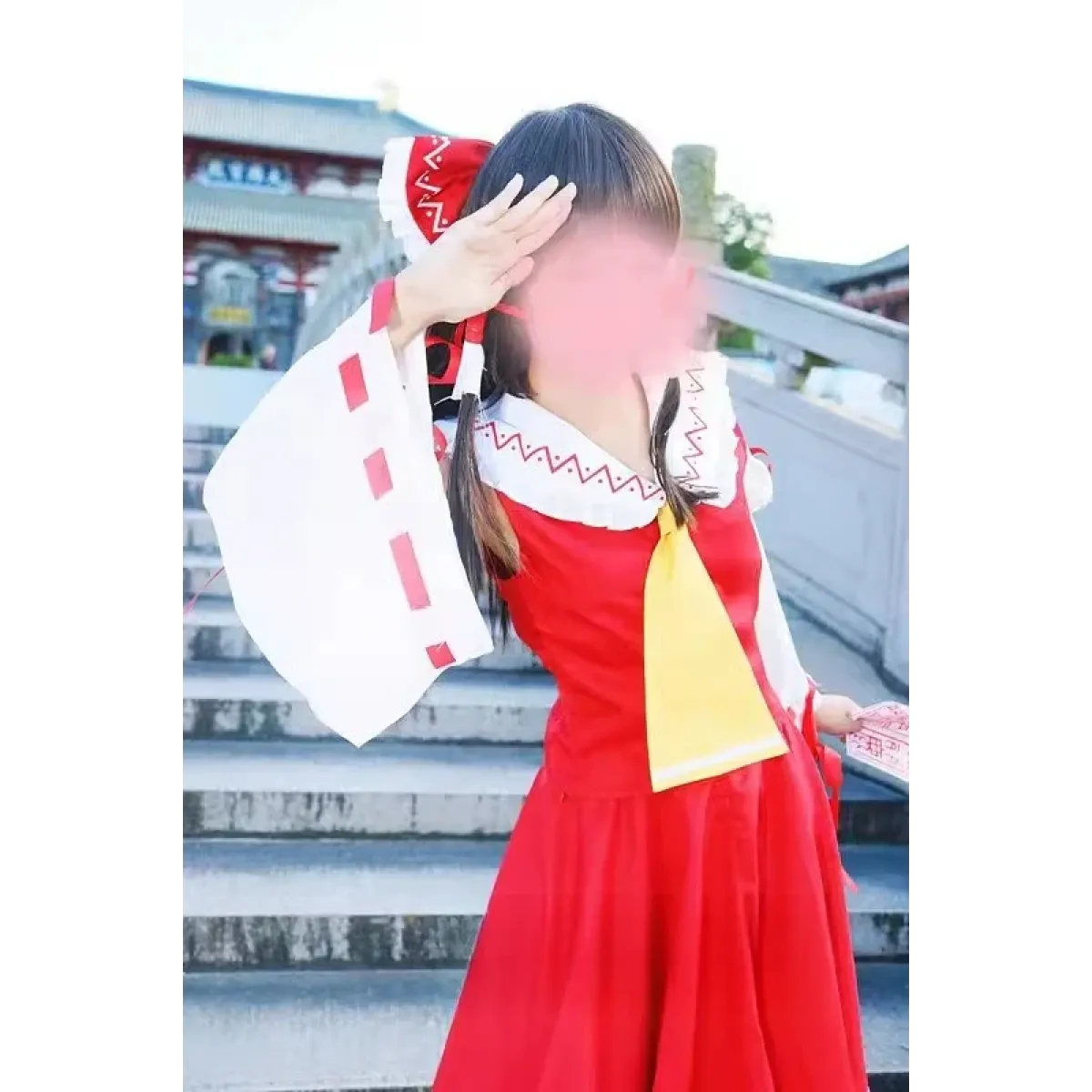 Hakurei Reimu Touhou Cosplay Costume Set with Wig - Dresses - Cosplay - 3