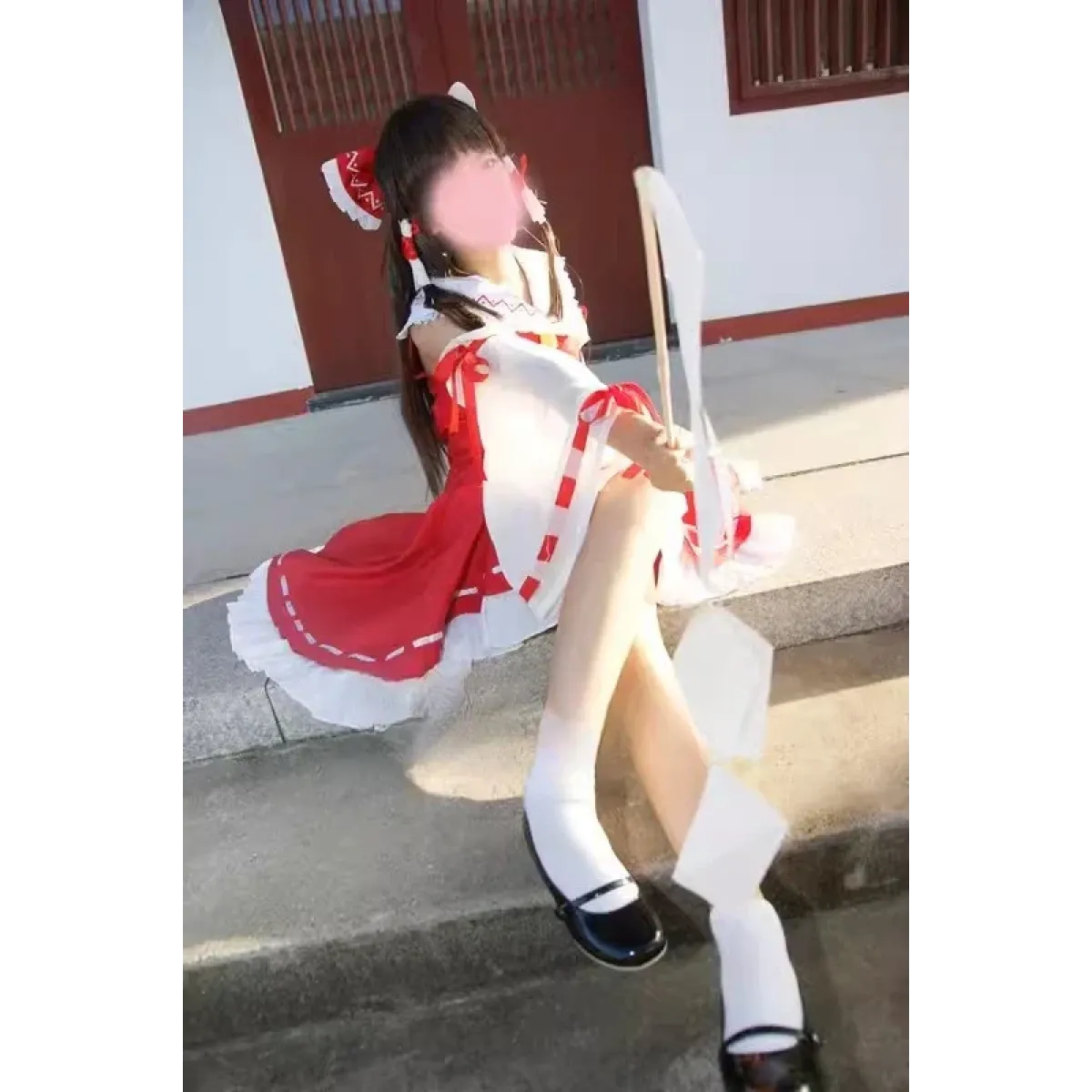 Hakurei Reimu Touhou Cosplay Costume Set with Wig - Dresses - Cosplay - 4