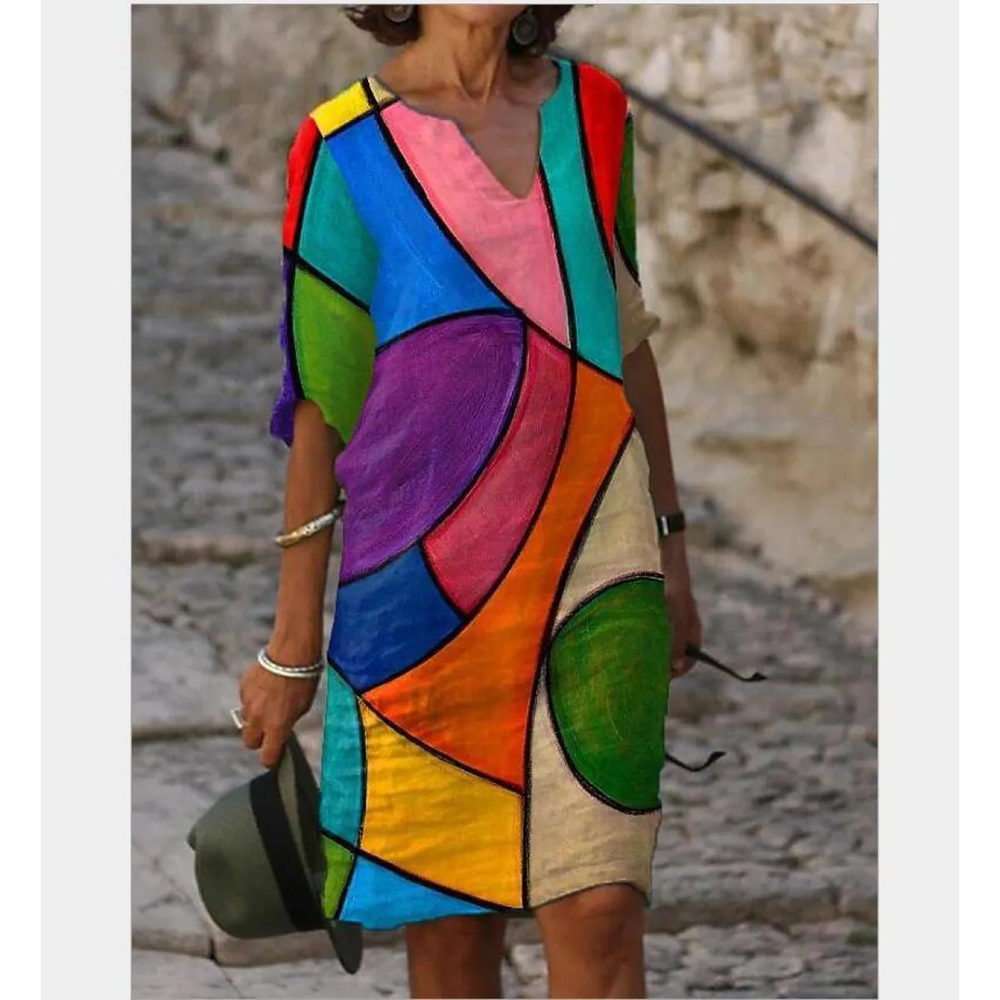 Half-Sleeved Summer Dress - All Dresses - 1