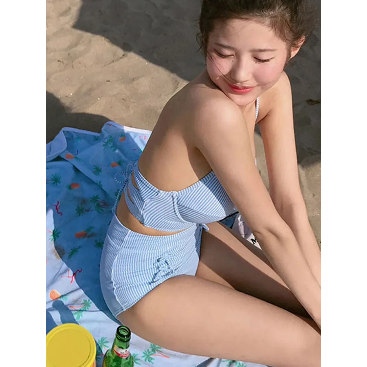 OIINAA Striped Bow Halter Bikini Set - Swimsuits - Swimsuit / Bikini / One-Piece Swimwear - 3