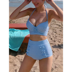 OIINAA Striped Bow Halter Bikini Set - Swimsuits - Swimsuit / Bikini / One-Piece Swimwear - 4