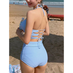 OIINAA Striped Bow Halter Bikini Set - Swimsuits - Swimsuit / Bikini / One-Piece Swimwear - 5