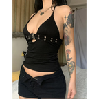 Punk Belted Halter Crop Top - Women’s Clothing & Accessories - Tops - 3