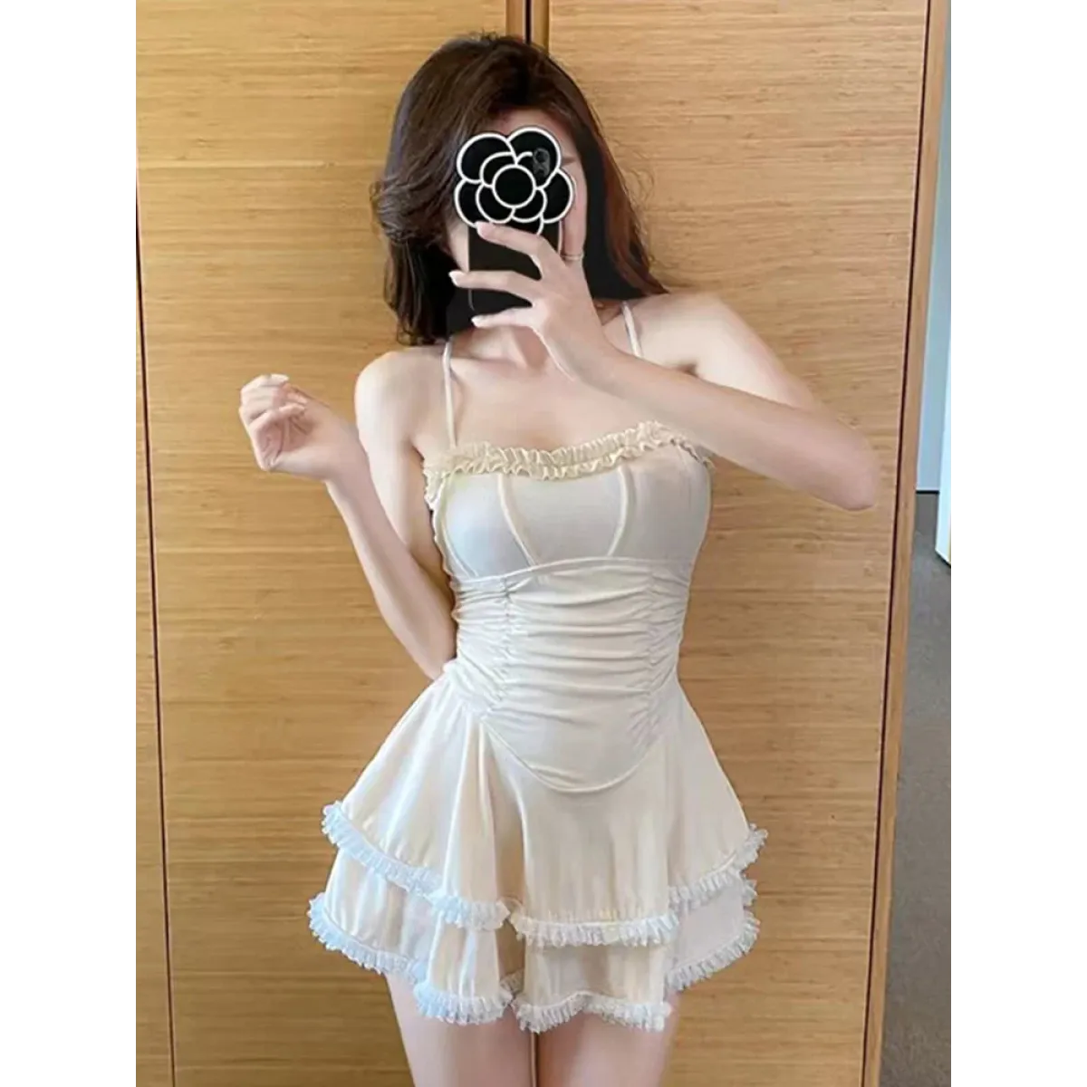 Halter Lace Swimsuit Dress – Ruffled Girly Slim Beachwear 2025 - All Dresses - Swimwear - 26