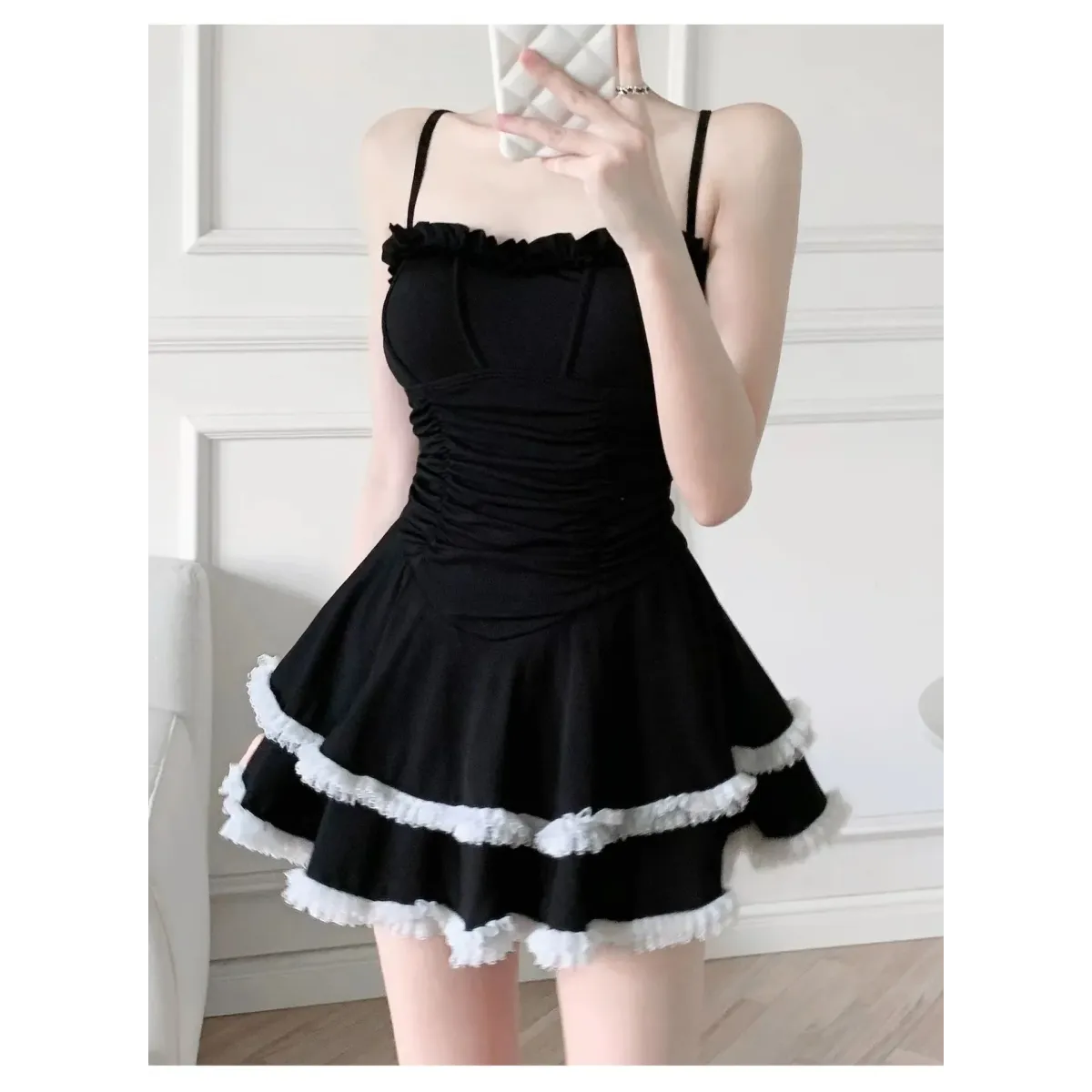 Halter Lace Swimsuit Dress – Ruffled Girly Slim Beachwear 2025 - All Dresses - Swimwear - 22