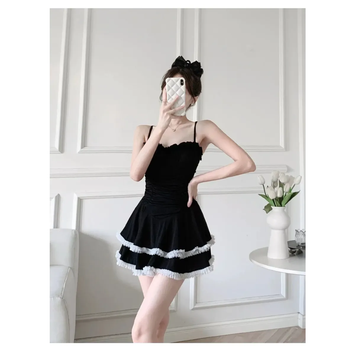 Halter Lace Swimsuit Dress – Ruffled Girly Slim Beachwear 2025 - All Dresses - Swimwear - 16