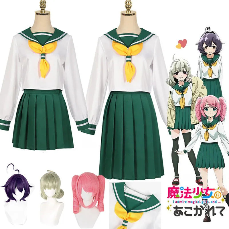 Mahou Shoujo Hanabishi Haruka Cosplay – JK Sailor Uniform with Wig Set - Anime - Dance Dresses Skirts & Costumes