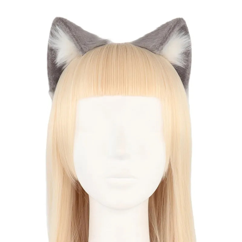 Handmade Cat Faux Fur Ears Headband - Fluffy Plush Animal Hair Hoop - N - All Products - Hair Accessories - 27 - 2024