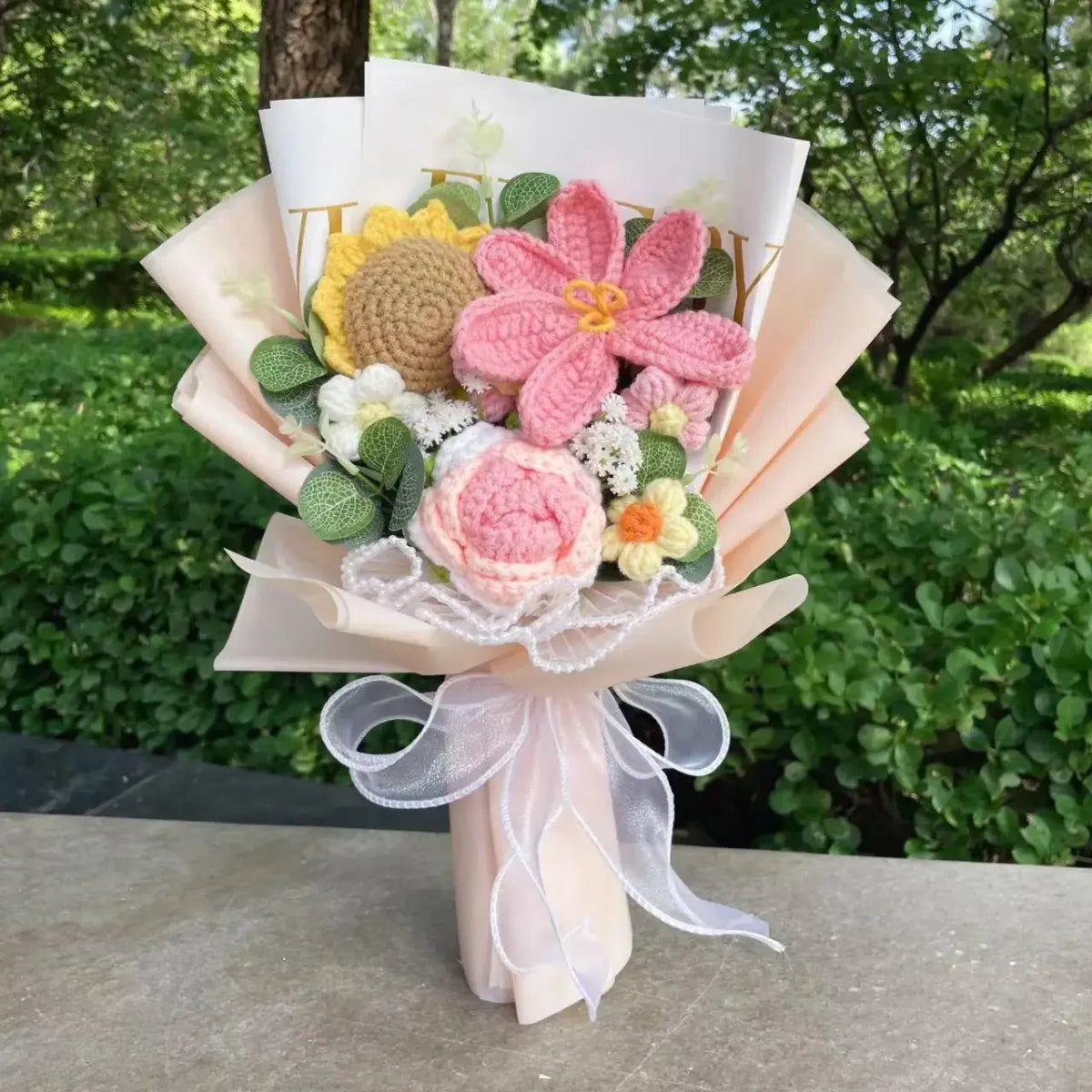 Handmade Crochet Flower Bouquet – Gift for Weddings & Graduations - Plushies - Plushie - 5