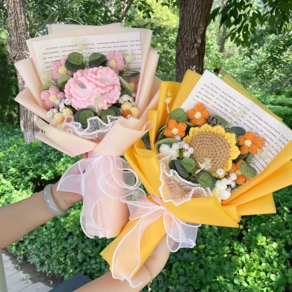 Handmade Crochet Flower Bouquet – Gift for Weddings & Graduations - Plushies - Plushie - 3