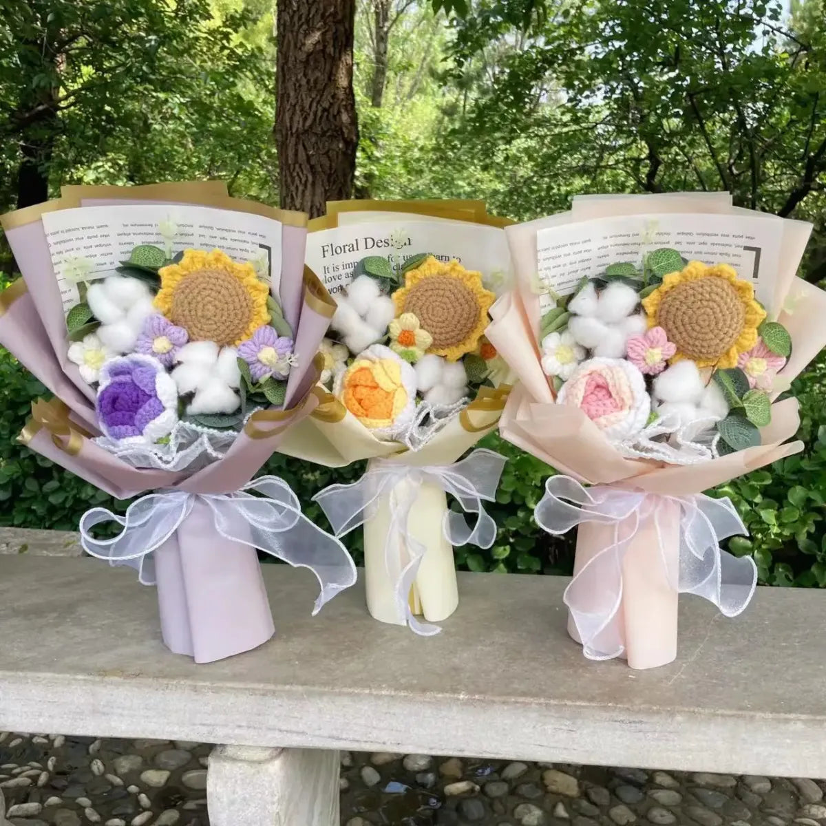 Handmade Crochet Flower Bouquet – Gift for Weddings & Graduations - Plushies - Plushie - 1