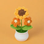 Handmade Crochet Sunflower Plush – Potted Desktop Decor Gift - Tops - Plushie - 12
