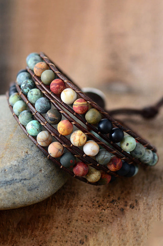 Handmade Triple Layer Beaded Agate Bracelet - Multicolor / One Size - Women’s Jewelry - Bracelets - 2 - 2024