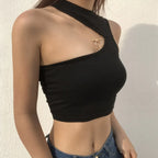 Harajuku Asymmetrical Neck Crop Top - Women’s Clothing & Accessories - Tops - 4