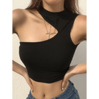 Harajuku Asymmetrical Neck Crop Top - Women’s Clothing & Accessories - Tops - 6