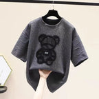 Harajuku Bear Jacquard T-shirt - Plus Size Loose Summer Tee - T-Shirts - 4