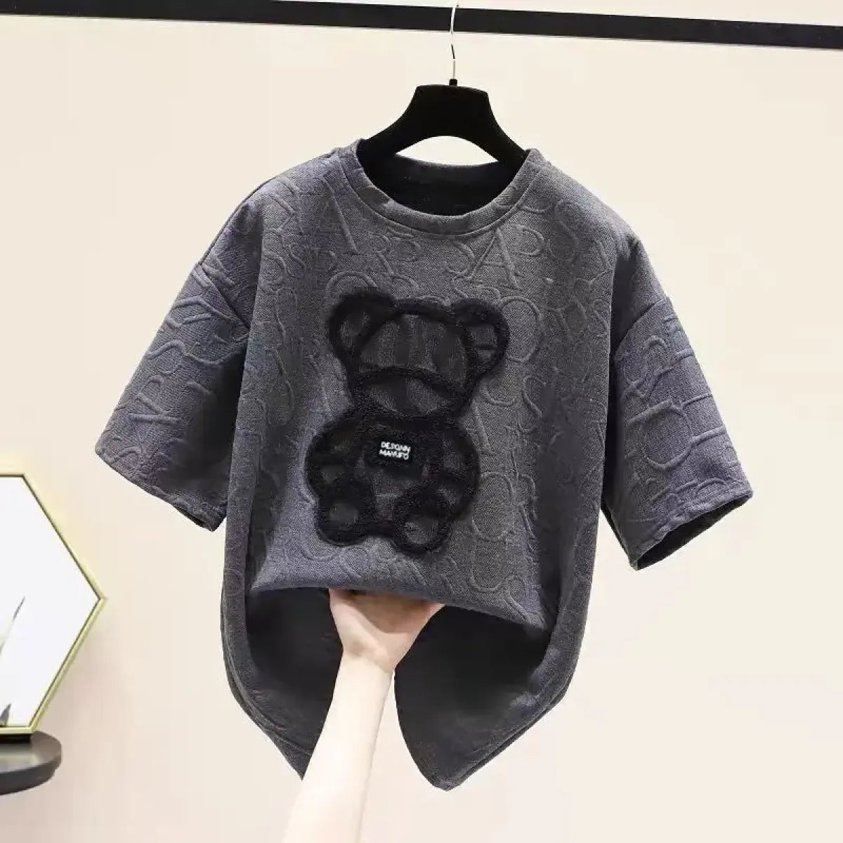 Harajuku Bear Jacquard T-shirt - Plus Size Loose Summer Tee - T-Shirts - 4