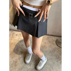 Harajuku Belt Pleated Skirt - Bottoms - Skirts - 1