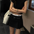 Harajuku Belt Pleated Skirt - Bottoms - Skirts - 7