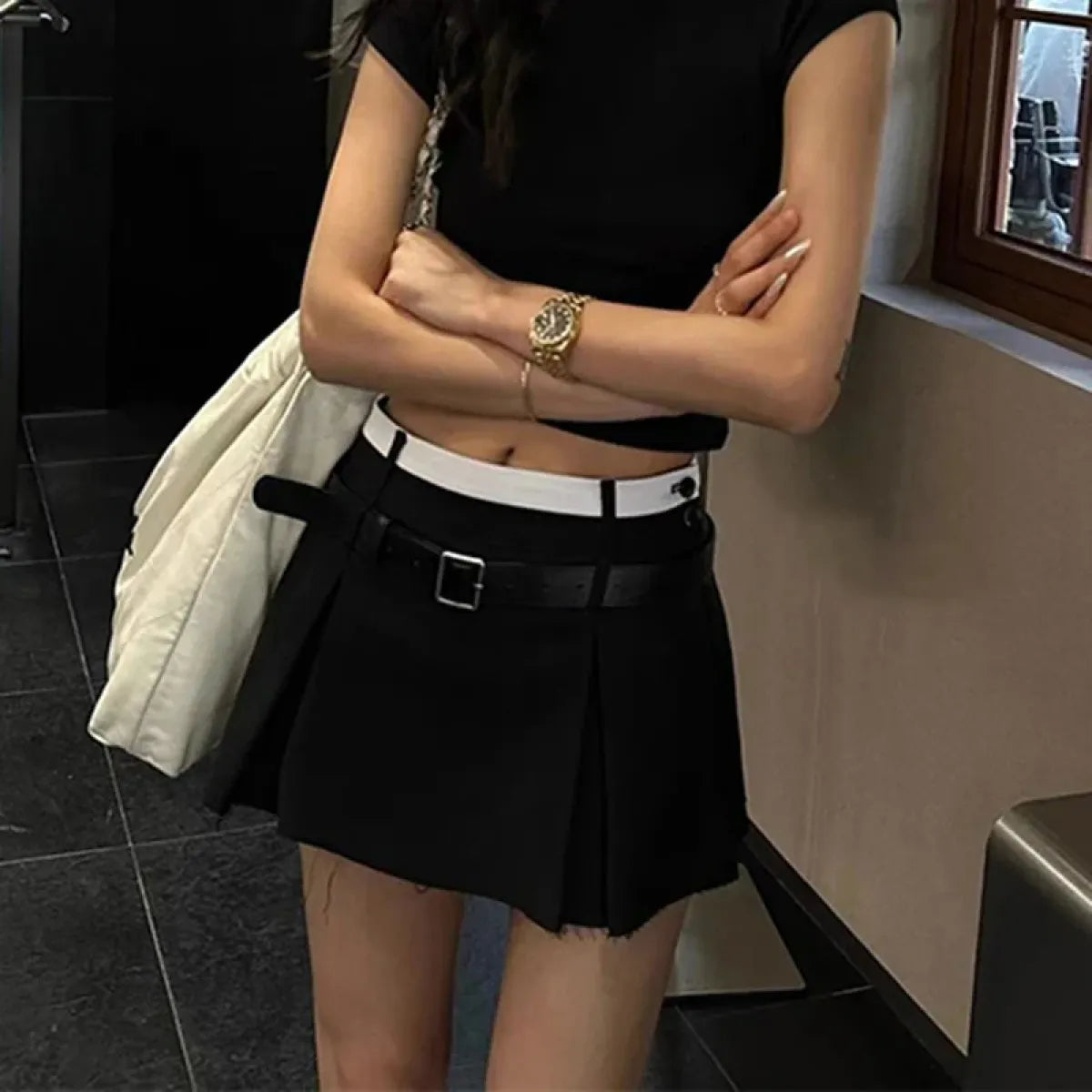 Harajuku Belt Pleated Skirt - Bottoms - Skirts - 7