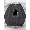 Kitty Say ’What?’ Sweatshirt - Harajuku Casual Hoody - T-Shirts - 10