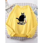 Kitty Say ’What?’ Sweatshirt - Harajuku Casual Hoody - T-Shirts - 15
