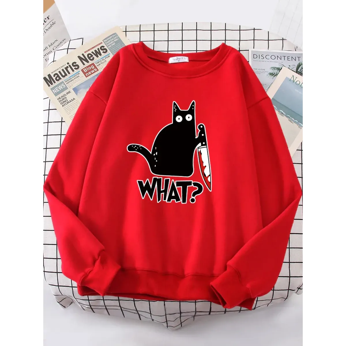 Kitty Say ’What?’ Sweatshirt - Harajuku Casual Hoody - T-Shirts - 8