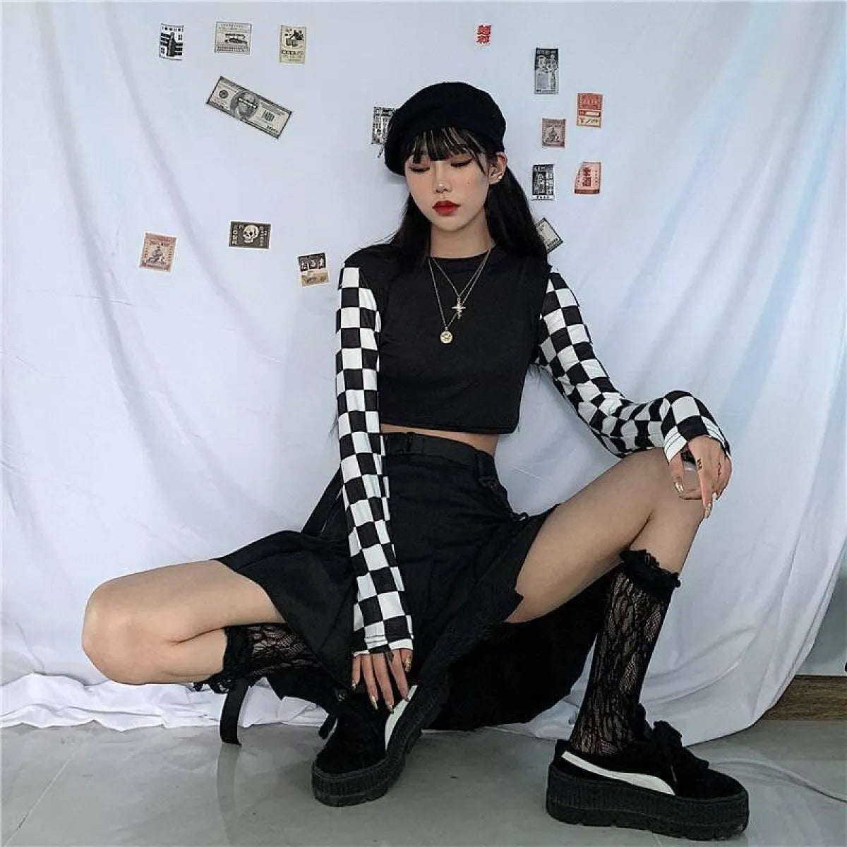 Harajuku Checkered Shirt - T-Shirts - 13